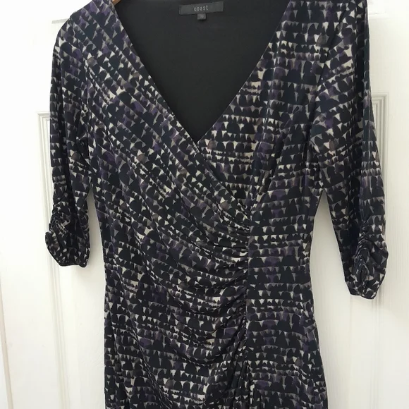 3/4 sleeve faux wrap style Jersey dress from COAST size 10 - Picture 8 of 9